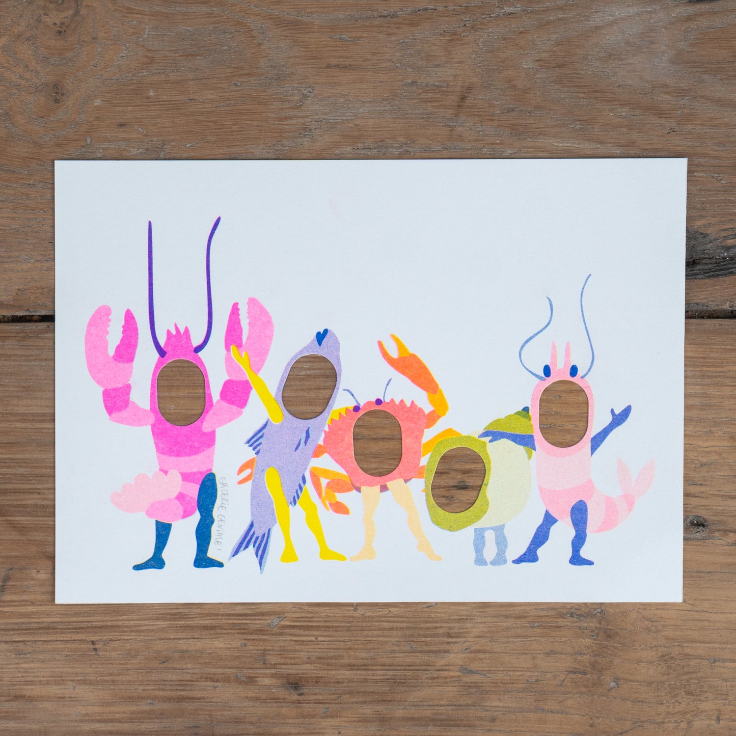 Carte passe-tête fruits de mer