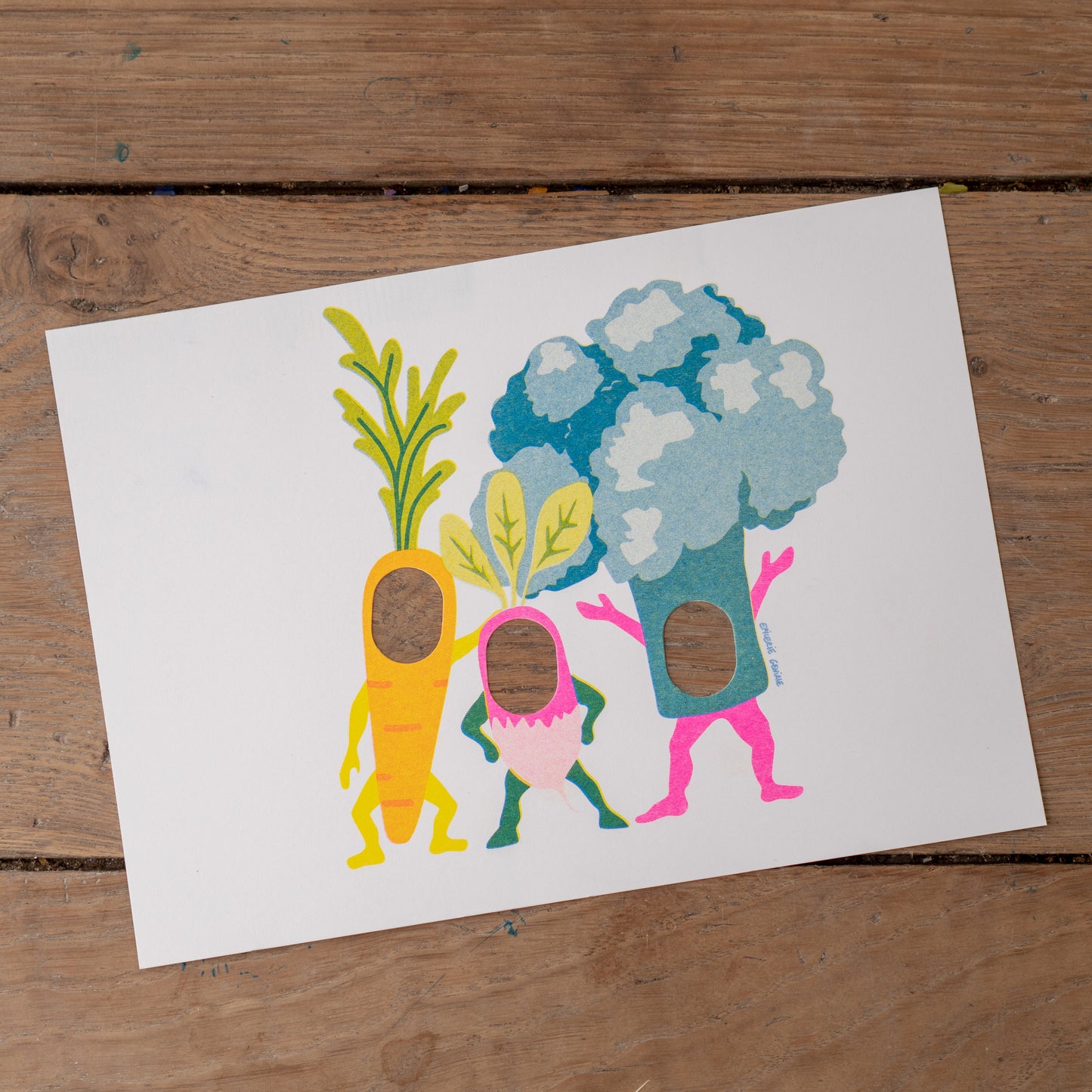 Vegetable poke your head card